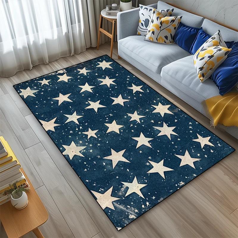 3D Pentagram Geometrischer Teppich Kurzer Samt Rutschfeste Fußmatte für Wohnzimmer Schlafzimmer Kinder Heimdekoration Große Teppiche
