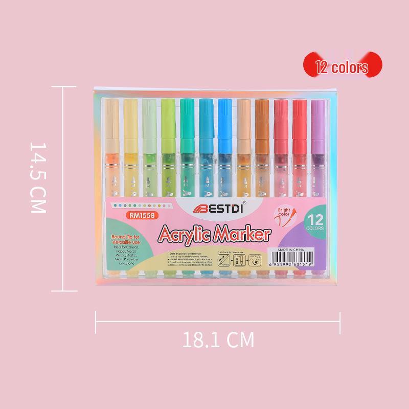 

Premium 24-Color Acrylic Markers for Students - Ideal for Drawing & Doodling Round Tip