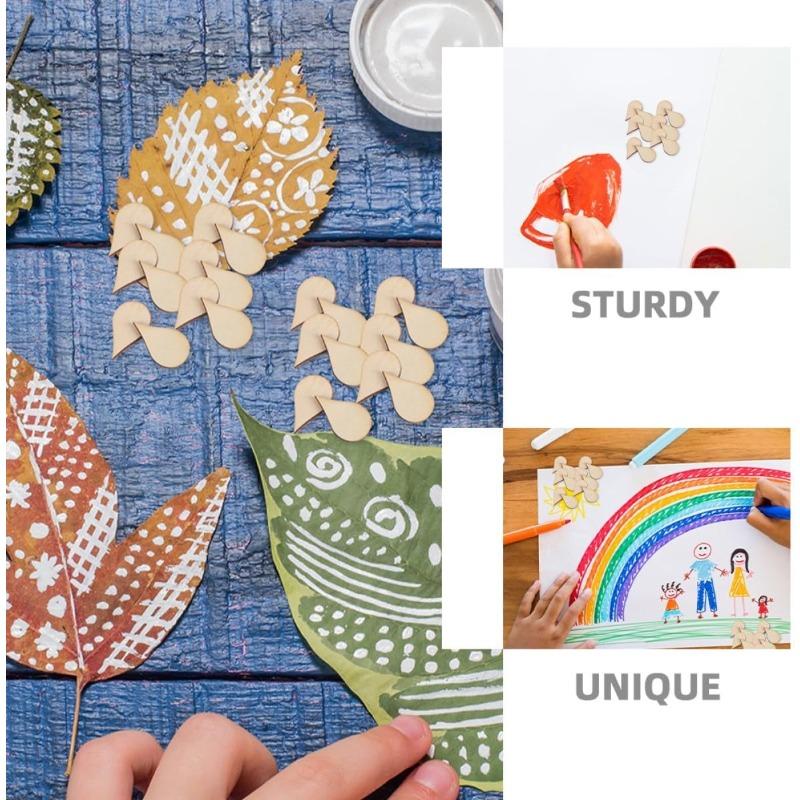 15-100mm Wooden Shape Cutouts Wood Water Drop Shape Discs Slices Wood Pieces Embellishment DIY Crafts Ornament Home Decorations