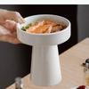 High-foot Dinner Plate Ceramic Fruit Plate Desktop Decoration Dessert Plate Home Kitchen White Porcelain Tableware