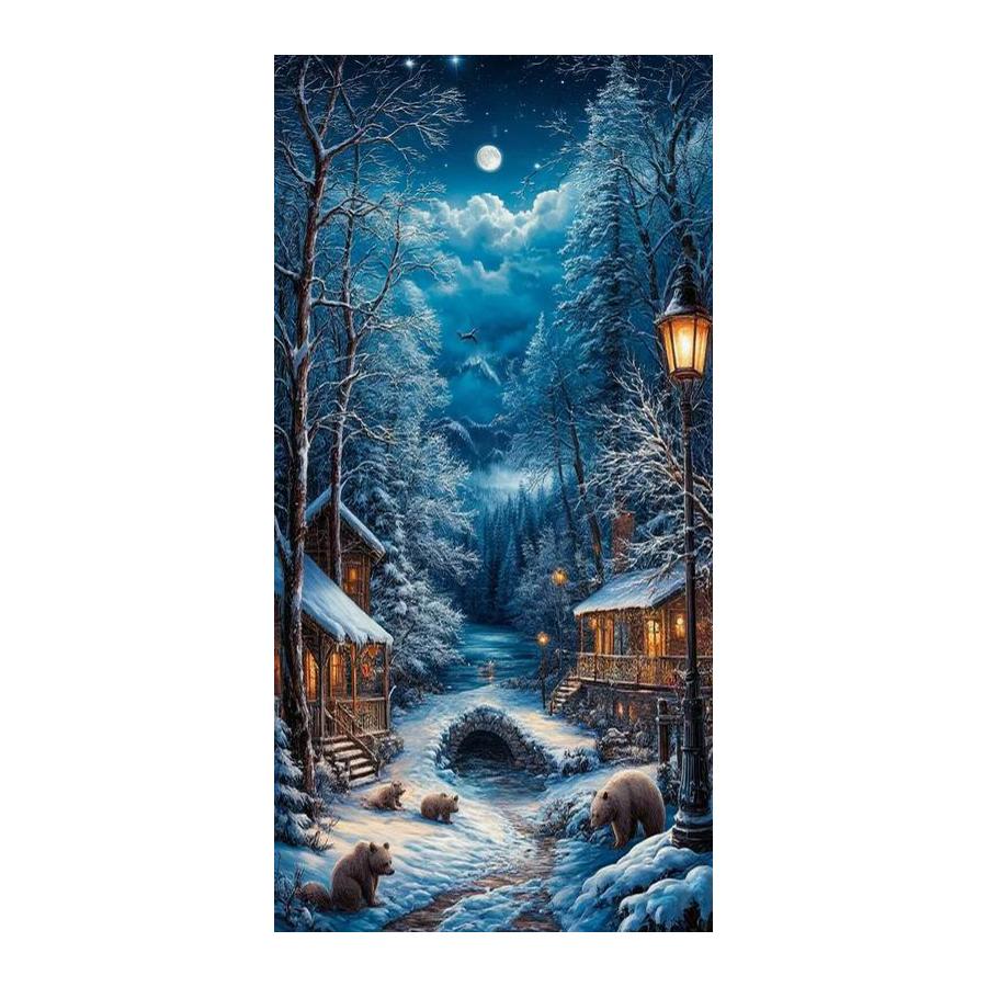 Moon Snow Mountain House Large Size Diamond Painting New Collection Winter Scenery Diy Full Drill Rhinestone Embroidery Mosaic Cross Stitch Kits