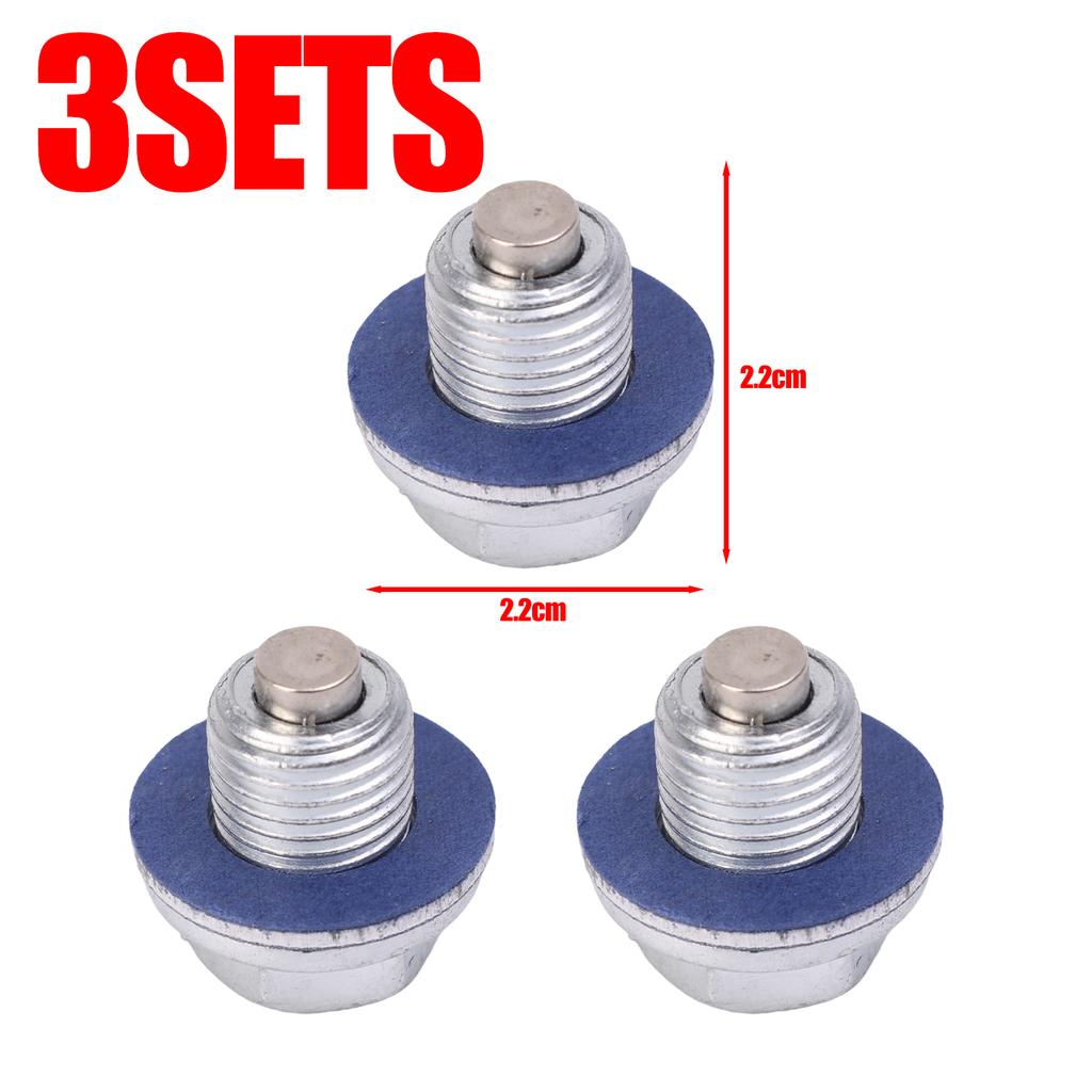 M12*1.25 Car Engine Oil Pan Drain Plug Bolt Silver with Washer Magnetic Oil Drain Screws Seal Ring for Toyota/Toyoda Gaskets