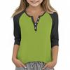 Print Tops For Youth Girls Round Neck 3/4 Sleeves T-Shirts Trendy Tops Outfit Tees