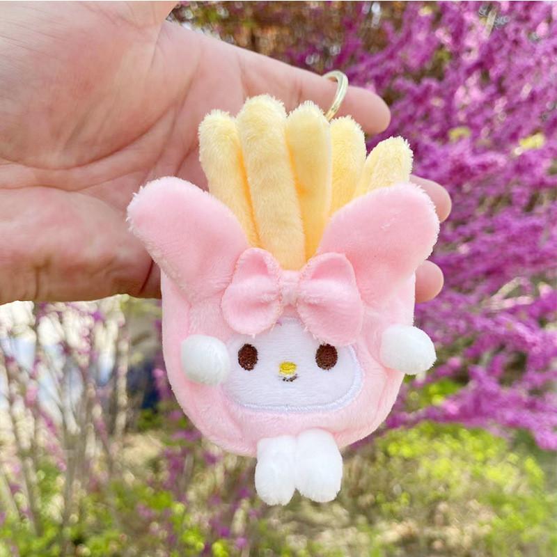 Playful Fun And Plush Keychain Toys Featuring Cartoon Hamburger And Fries French