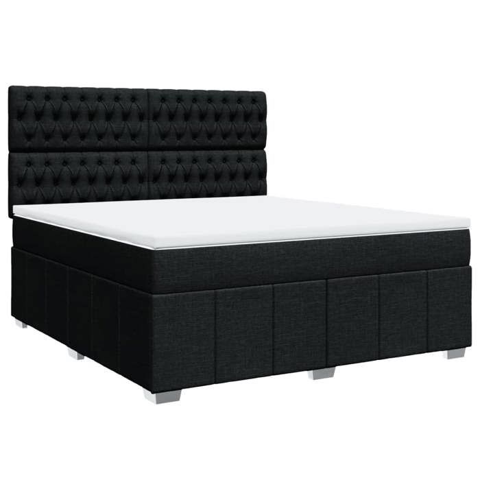 VidaXL Bed Slat Base with Mattress Black 180x200 Cm Fabric, Bed, Platform Bed, Panel Bed, Bedroom Furniture 3294056