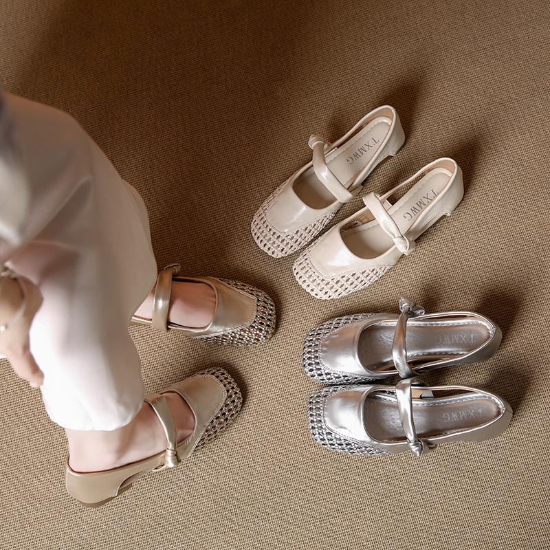 Fashion Summer 2025 New Soft-soled Flats Shoes Round Head Retro Women Hollow Out Women Shoes Fashion Shallow Flat Shoes 659