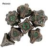 7 Pcs GreenTree Stump Root Metal Dice Solid Metal Polyhedral Dice Set Suitable for Role-Playing RPG  Board Game Card Game
