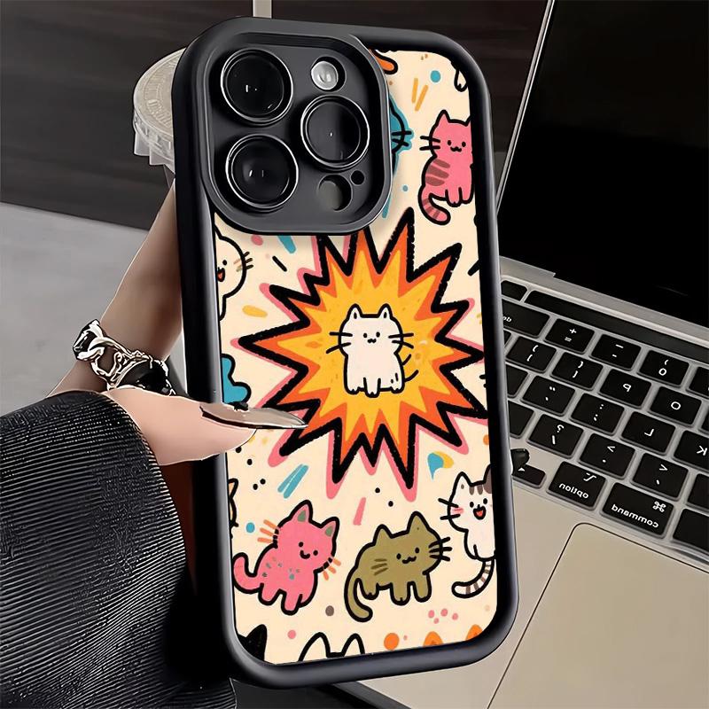 Phone Case for iPhone 17 Air 16E 15 16 Pro Max Cartoon Cute Cats Theme Cover 14 Plus 13 12 Mini Soft Shell Silicone Fundas