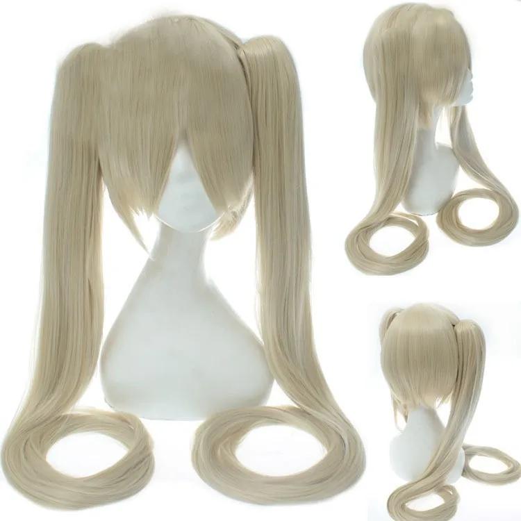 28 Colori Mi Ku Parrucca Cosplay Lunga Resistente al Calore Capelli Sintetici Code di Cavallo con Clip Feste di Halloween Parrucche + Cuffia per Parrucca Snow Mi Ku