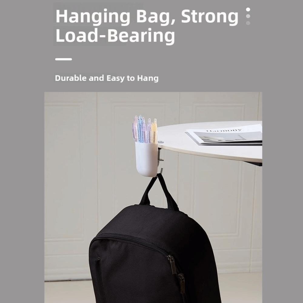 Practical Adjustable Desk Side Bag Hook With Pen Holder Plastic Pen Holder Desktop Load Bearing Hook
