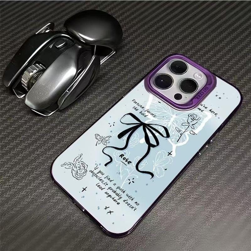 Bow beautiful colored silver shell for apple 11/11/11 pro mobile phone case 11promax11/1111 trend