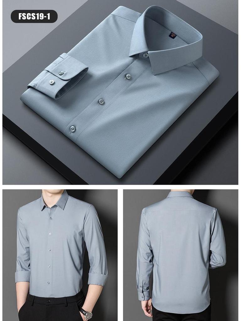 Men's High-End Mulberry Silk Long-Sleeve Casual Shirt - Autumn Tencel Drape, Non-Iron