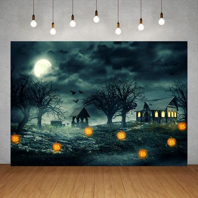 Halloween Backdrops Pumpkin Lantern Spooky Haunted House Baby Children Party Photography Backgrounds For Photo Studio Photophone