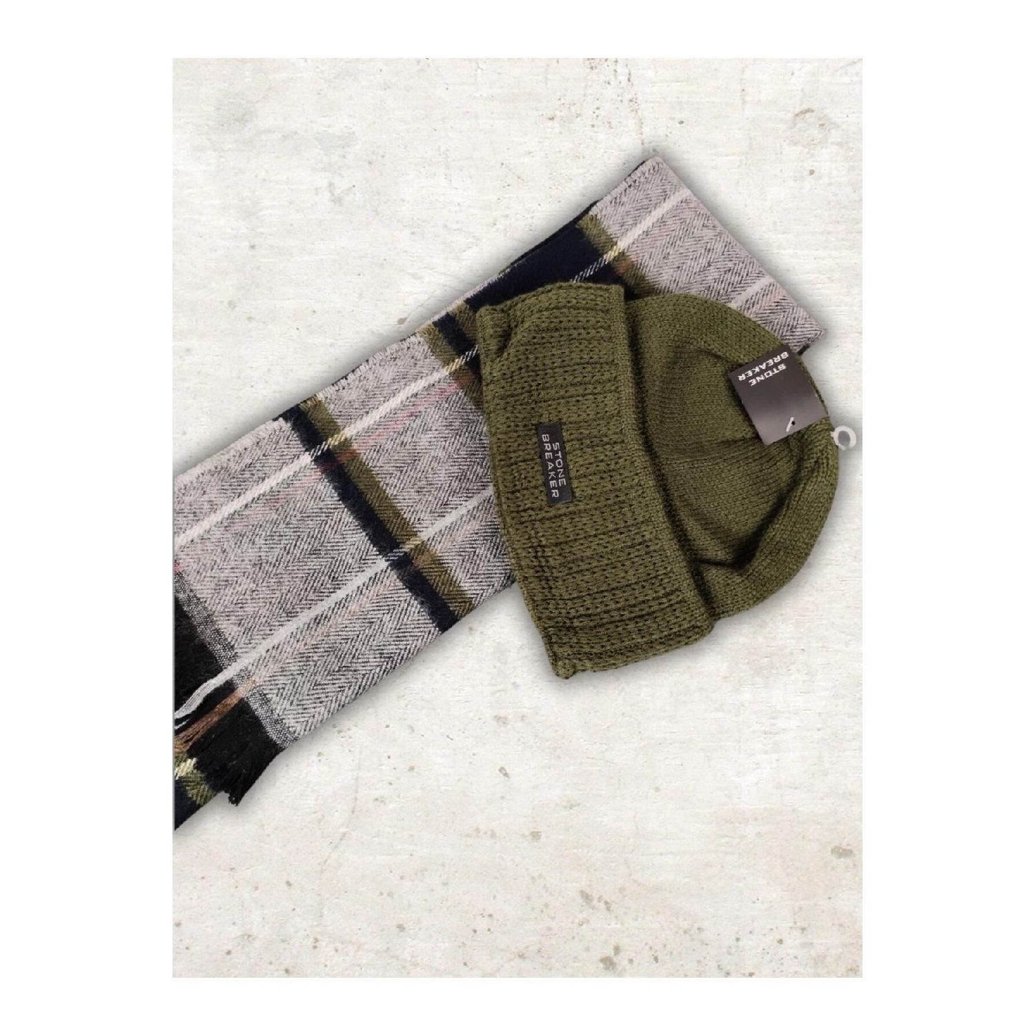 

Unisex Cashmere Knitting Knitwear Scarf And Knitted Beanie Set Green- Gray Standart сірий колір