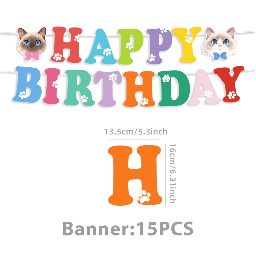 Cat-Themed Birthday Party Tableware Set: Disposable Tablecloth, Plates & Cups
