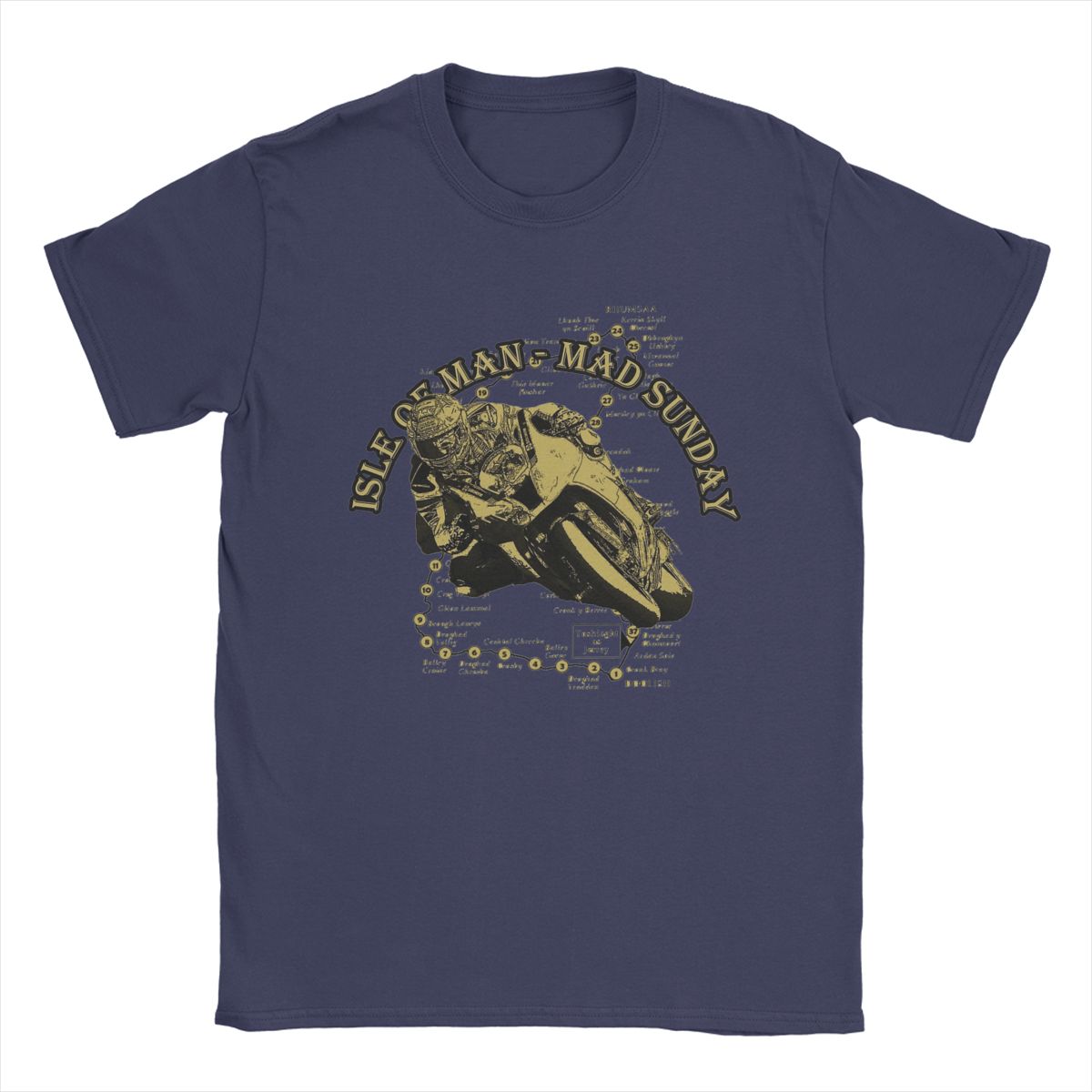 

Мужские футболки Isle Of Man TT Mad Sunday Vintage 100% Хлопковые футболки с коротким рукавом Футболки с круглым воротником Одежда Лето S темно-синий