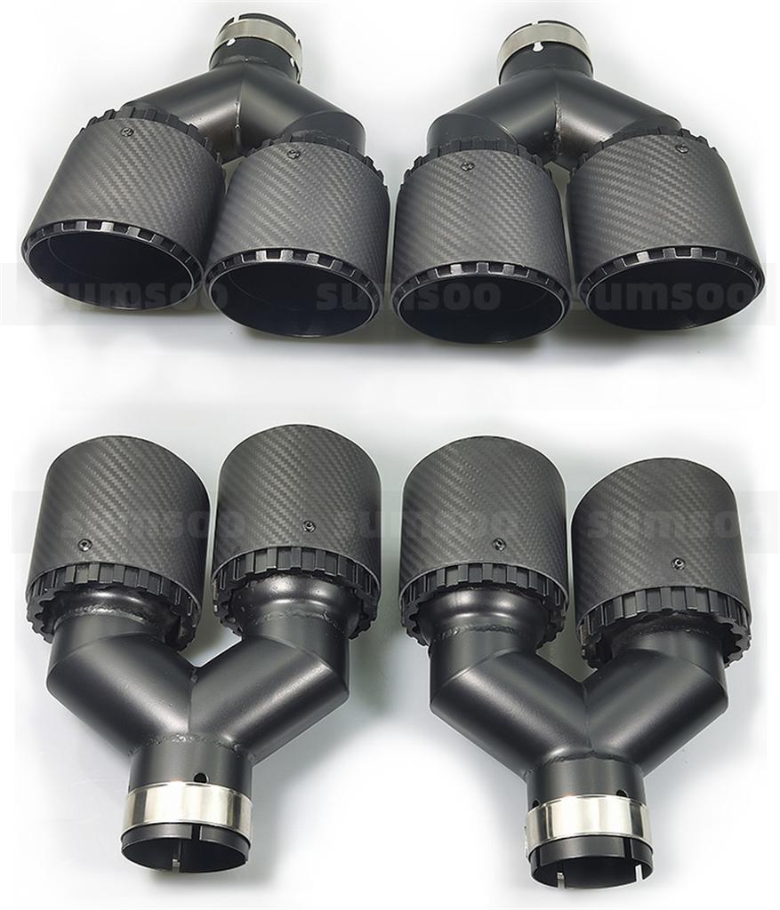 Pair Universal Three Layers 63mm Inlet 89mm Outlet 100% Real Carbon Fiber Car SUV Dual Exhaust Pipe Tail Muffler Tip Plating Black