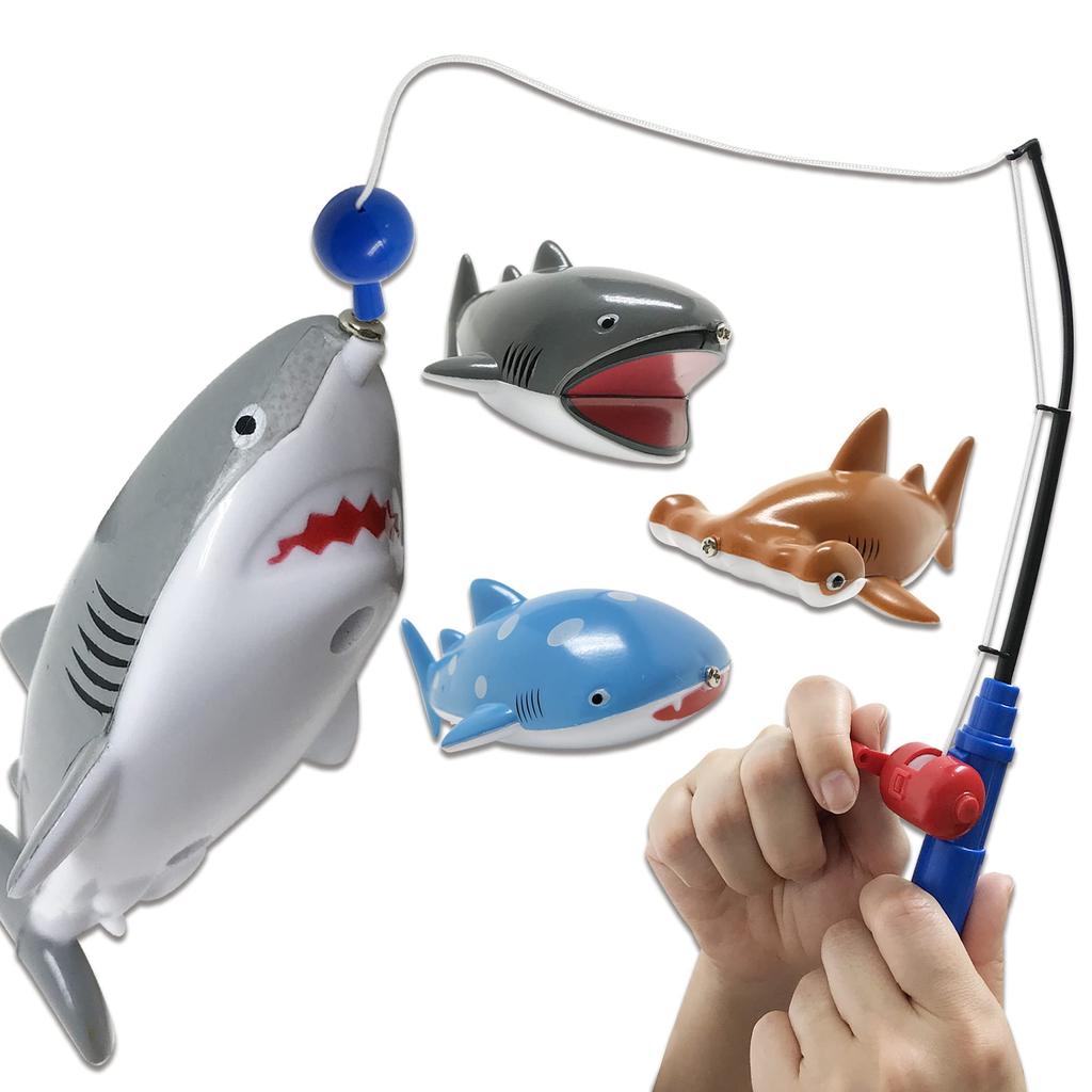 Fishing Fishing Game Toy Fishing Magnet Bath Pool Water Play For Kids Rod x 4 [Shark Contest!] (1 Sharks)
