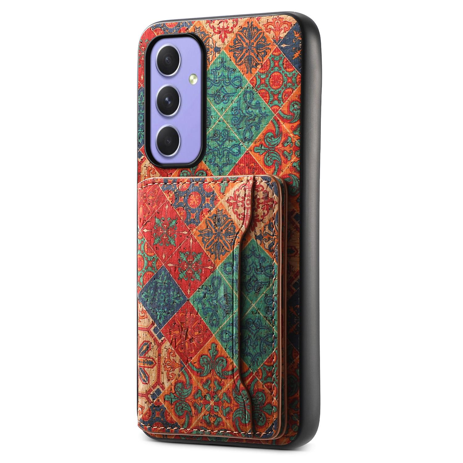 

For Samsung Galaxy A55 5G Kickstand Cases Floral Pattern PU+TPU+PC Phone Cover Card Holder Winter/Blue