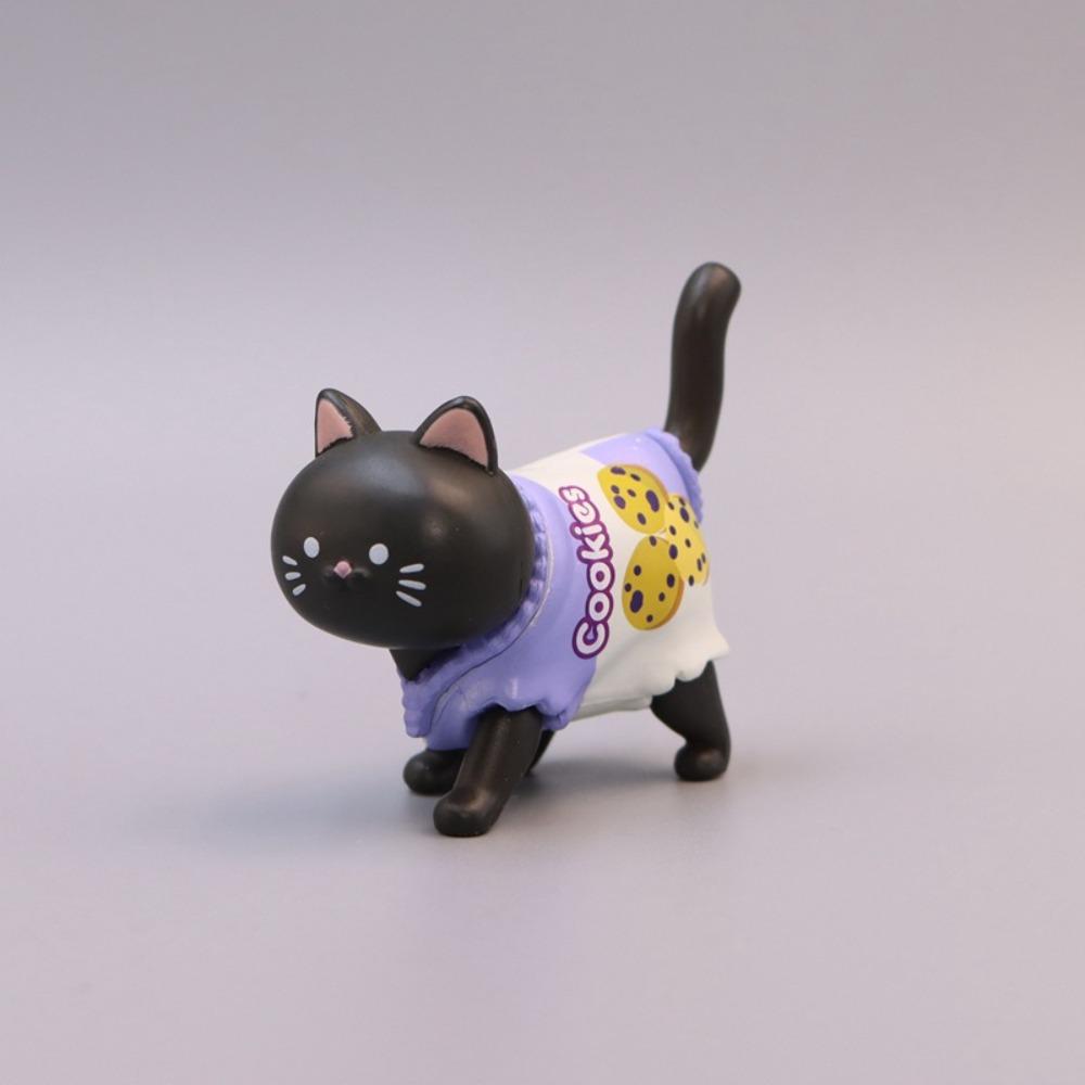 Cute Kittens Snack Cat Figure Toys PVC Mini Cat Model Doll Toys Cartoon Walking Animal Mini Cat Ornaments Holiday Gift