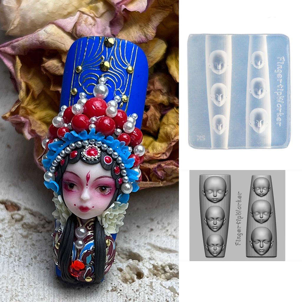 Silicone Nail Art Stamp Mold Doll Face Shaped Manicure Mold for Professional Manicurists and Enthusiasts Jewelry Tool