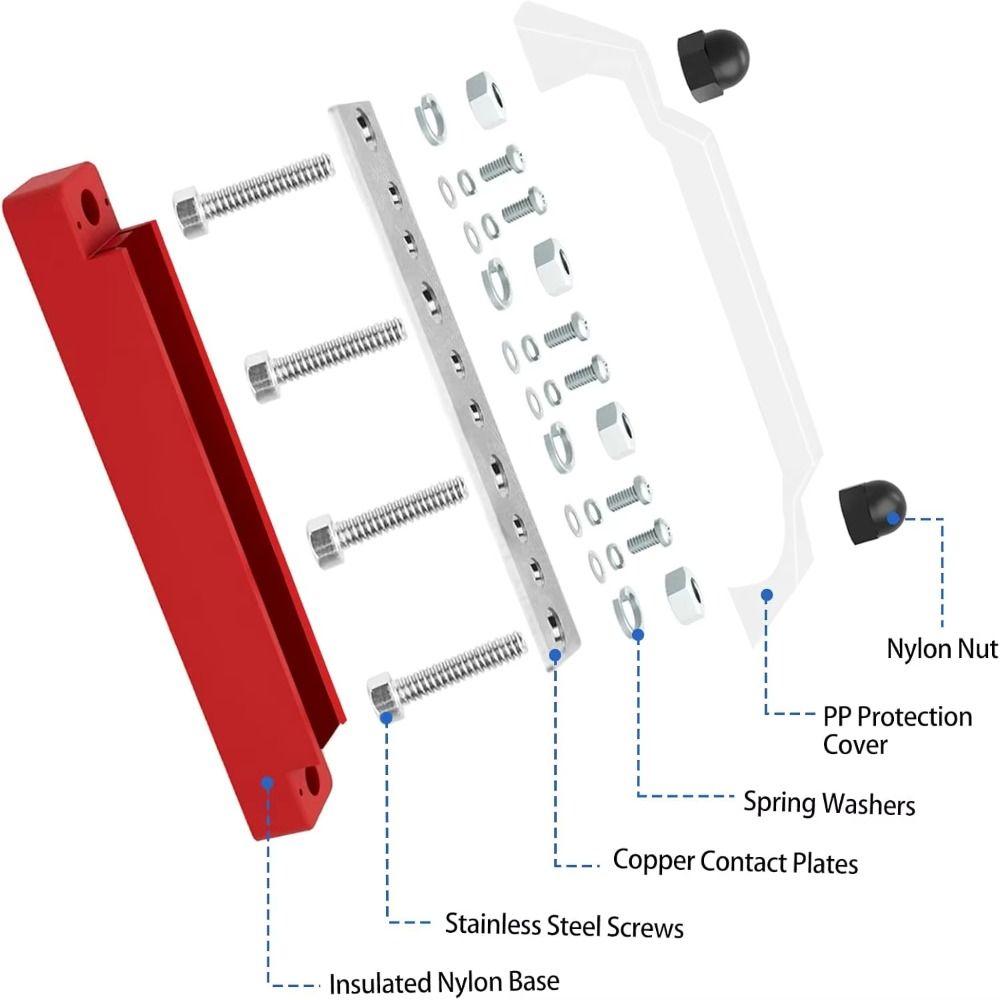 M6 Stud Power Distribution Block Waterproof Bus Bar Accessories Power Current Distributor Camper