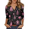 Women's Casual Fashionable Sexy Comfortable V-Neck Christmas Three-Quarter Sleeve Top