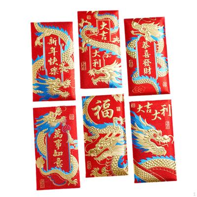 6 čínských červených obálek, držák na peněžní obálky, balíček Hong Bao k narozeninovému dárku,