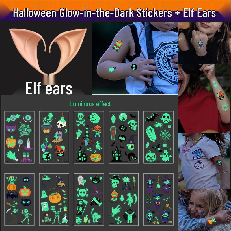 Halloween Makeup: Horror Scars, Fake Teeth, Little Tiger Teeth, and Blush Tattoo Stickers for Party Decoration