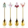 4PCS Set Christmas Stirring Spoon Plated Design Kitchen Utensil Gift  Kitchen Supplies