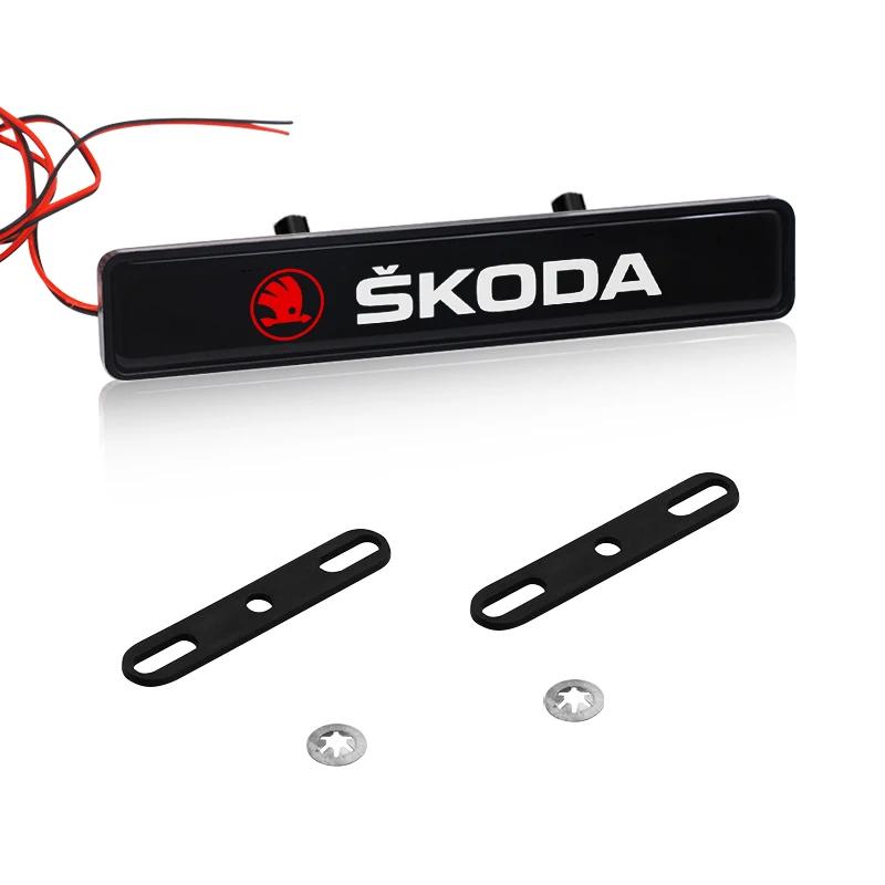 VMAD6 Car Front Grille Sticker Badge Car Head Grill Emblem LED Light Emblem For Skoda Octavia MK2 MK1 2 3 A5 A7 A8 Fabia Karoq Superb