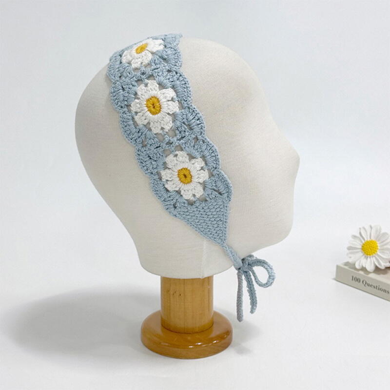 

Lovely Washcloth Pattern Handmade Flower Headband for Women Crochet Beige