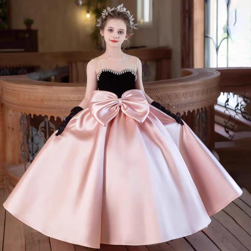 Party Dress New Kids Princess Pageant Host Gown Fashion Show Outfit Children Performance Recital Formal Wear