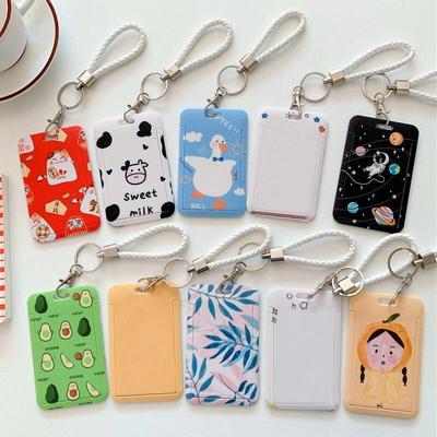 1Pc Ins Macaron Solid Color Bus Card Protective Cover Student Meat Keyring Card Campus Access Door Card Holder Bag Set Key Chain