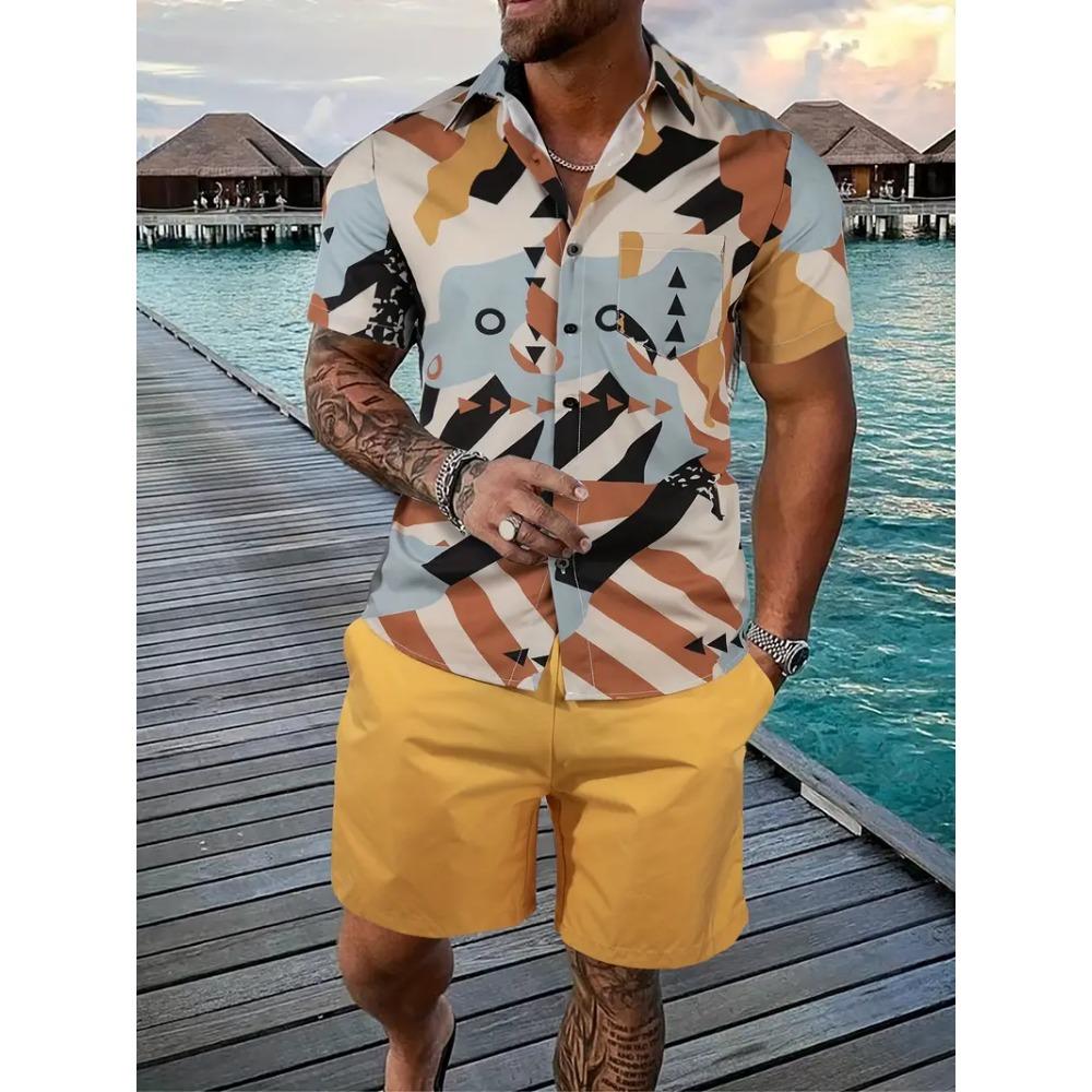 Pánské sety košil 3D potisk Retro květinové Krátký rukáv Ležérní Nadměrné Velikosti Plážové šortky Letní Streetwear Havajské obleky Oblečení