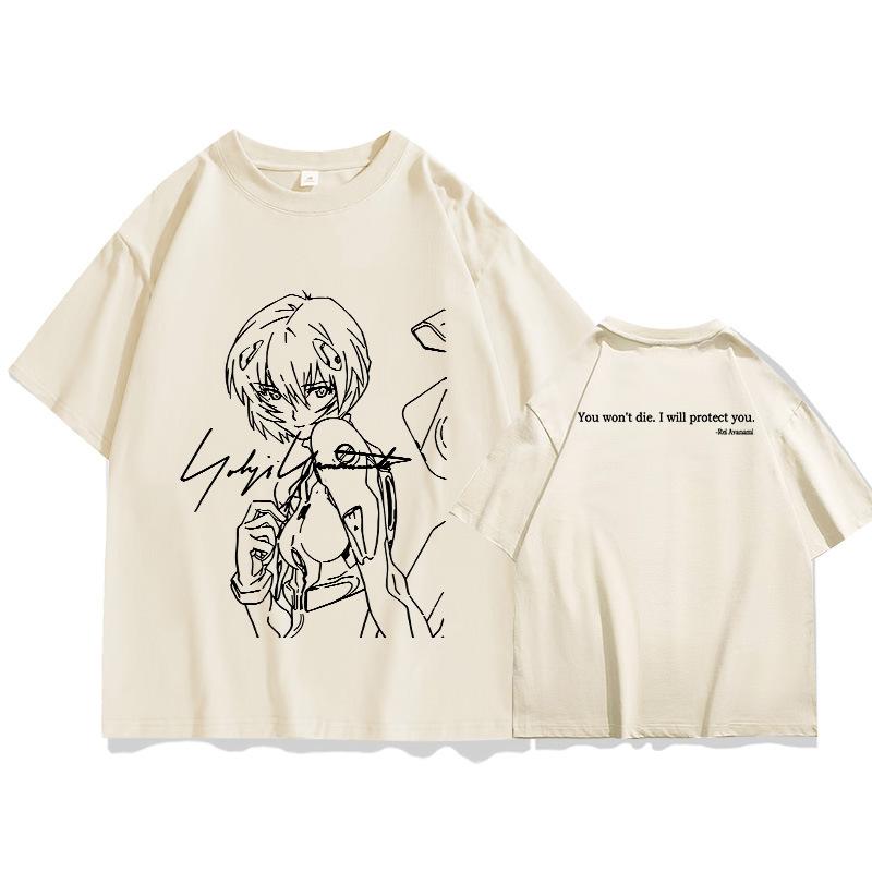 2025 Sommer Anime Chainsaw Ayanami Ri Kurzarm-T-Shirt bedruckt Herren 100% Baumwolle locker Jugend Student halbarmlig Trend Top