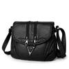 Elegant PU Leather Crossbody Bag for Women – Vintage-Style Design with Dual Zip Closure and Metal V Logo, Perfect for Daily Wear