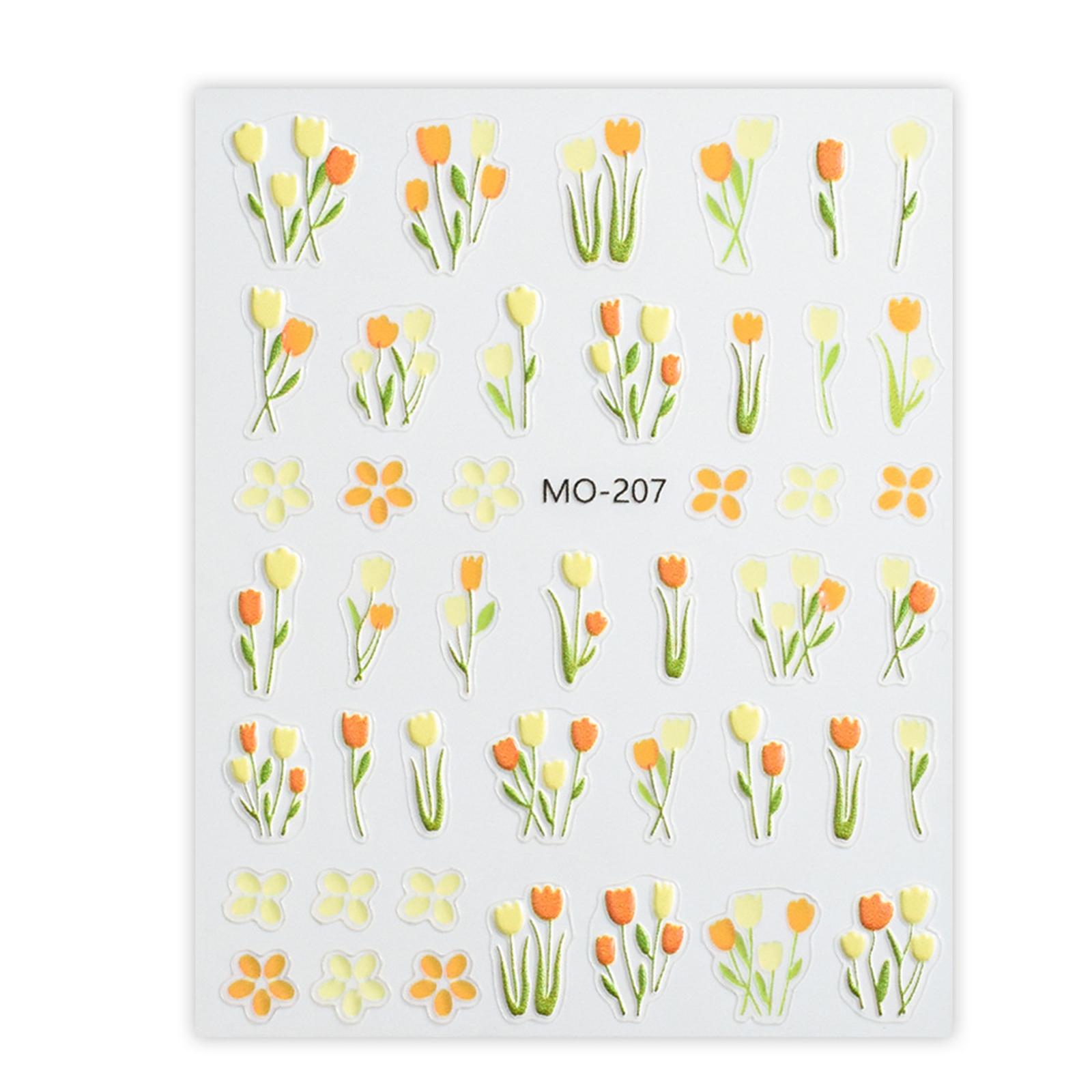 

Наклейки для дизайна ногтей с тюльпанами, наклейки для ногтей с цветами, украшения для ногтей своими руками, наклейки для маникюра для женщин и девочек жёлтый