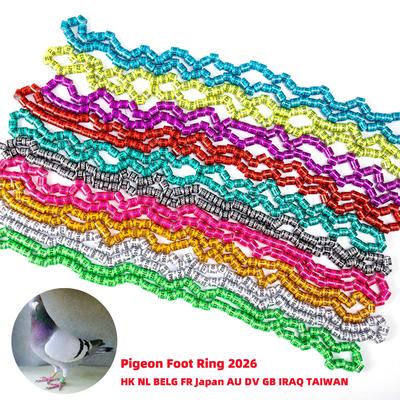 2026 Country Name Pigeon Foot Rings Inner Diameter 8mm Aluminium Parrot Quail Bird Training Identification Leg Rings Random Numb