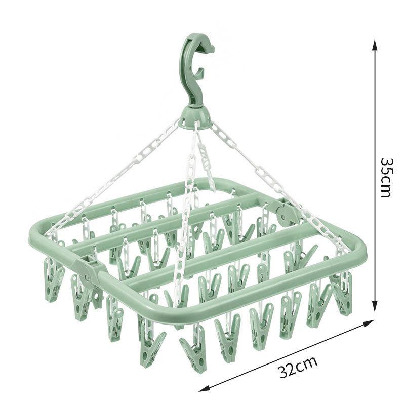 

Women Bra Hanger Foldable Plastic Hanging Drying Rack with 32 Clips for Clothes Underwear Socks Save Wardrobe Space YG001 зелёный