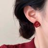 White Ankola Red Stud Earrings Women'S Retro Temperament High-End Earrings Light Luxury Design Earrings Factory Batch
