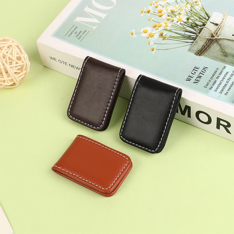 1Pc Money Clip Wallet Slim Men Women Vintage Strong Magnet Money Clip Cow Pu Leather Pocket Clamp Credit Card Cash Wallet