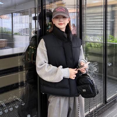 Short European Vest Stand Collar Cotton Vest for Women Fashion Warmth and Fashionable Trendy Horse Clip Top