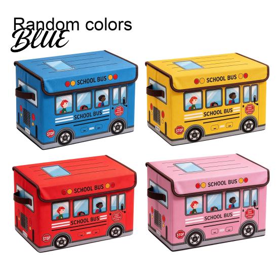 Soft Fabric Toy Safety Lid Box Foldable Bus Storage Chest School Treasure with And Reinforced