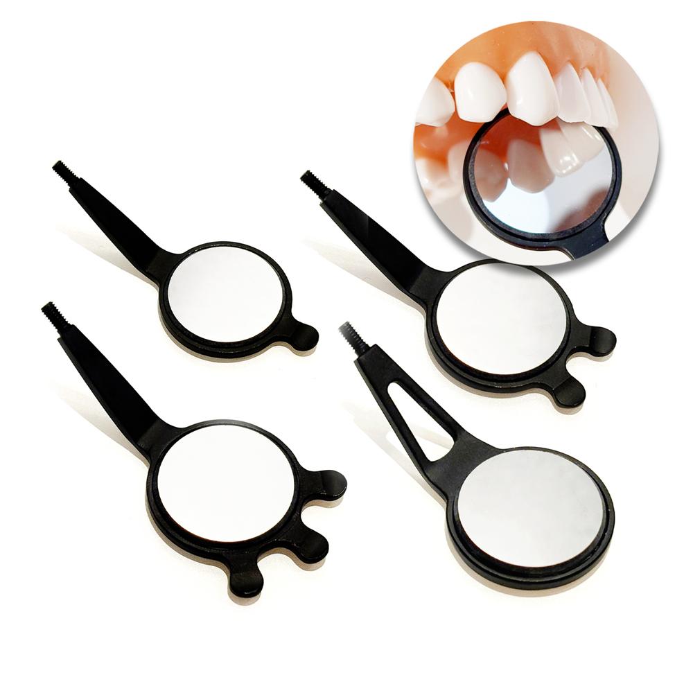 1 Stück Oberflächen-Mundspiegel Odontoskop Mundpflege Untersuchung Hygiene Glas Rohdium Spiegel Schwarz 22mm/24mm
