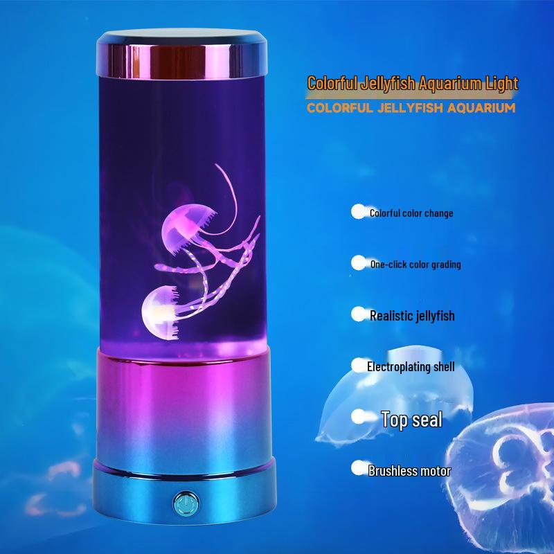 Creative LED Jellyfish Light - Cylindrical USB Plug-in with Color-Changing Atmosphere for Nighttime Illumination