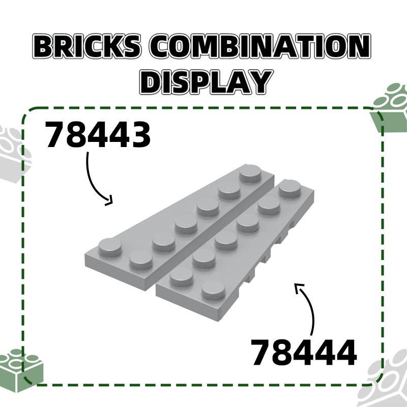 Non-Toxic 80Pcs/Lot 78443 Left Tooth Flat 6+1Dots Building Blocks Moc Accessories Compatible With Assembles Bricks Children Toys