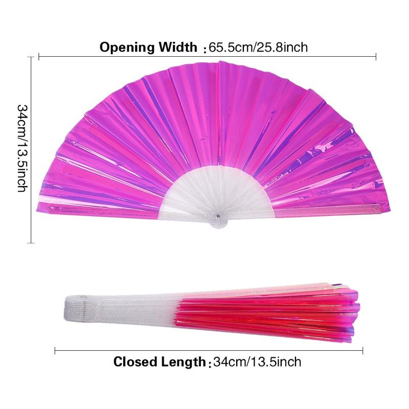 1PC Hand Rave Fan Large Music Festival Fan Gifts Folding Fan Colorful Foldable Fan 33cm