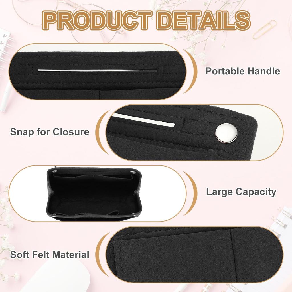 uxcell Luggage Organizer Insert with Snap Closure, Multi-Function Compartment, Portable Felt Bag Insert, Dome Shaper for Satchels, Totes, and