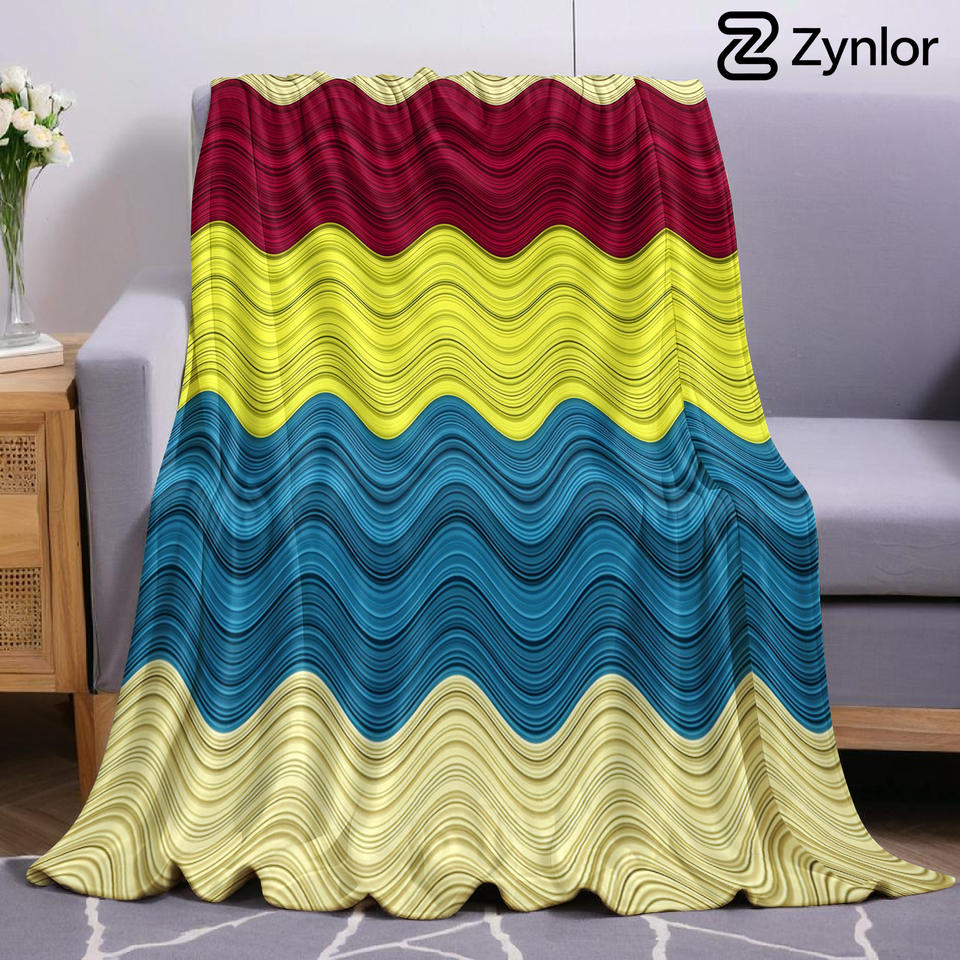Wavy Stripe Lightweight Microfiber Soft Christmas Fleece Blanket Warm Cozy Throw for Bed Sofa Office Travel All Season